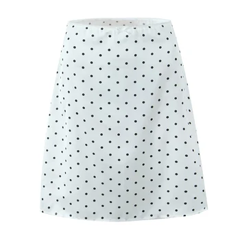 YENKYE 2025 Women Vintage Black White Polka Dot A-line Knee Length Skirt Sexy Low Waist Holiday Summer Skirts 1