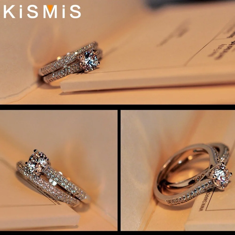 Wedding Ring Excellent Round Brilliant Engagement Ring Band Set Large Design Kismis Accessories Women Sizes 4 To 11 finger ring wedding rings ring set wedding ring