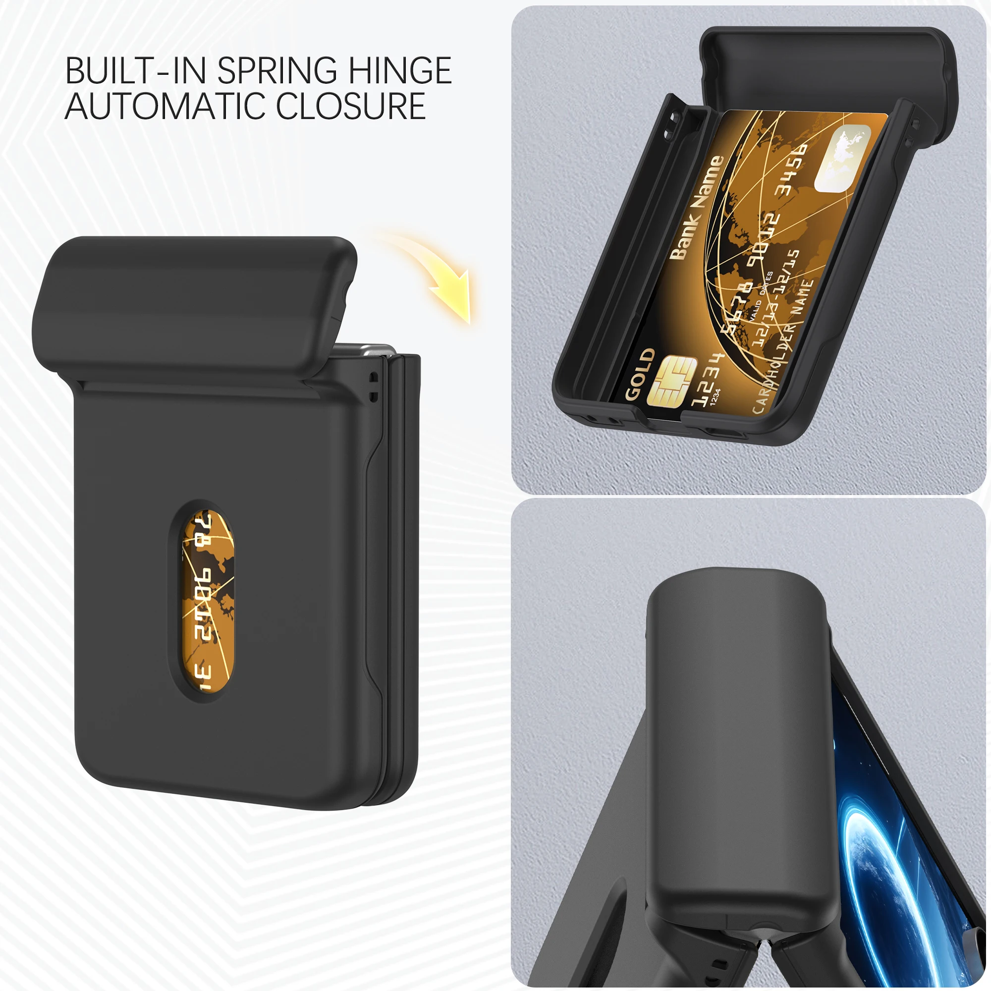 Enhanced Anti-Drop Shockproof Protective Phone Case with Card Holder and Hinge Full-Pack Design