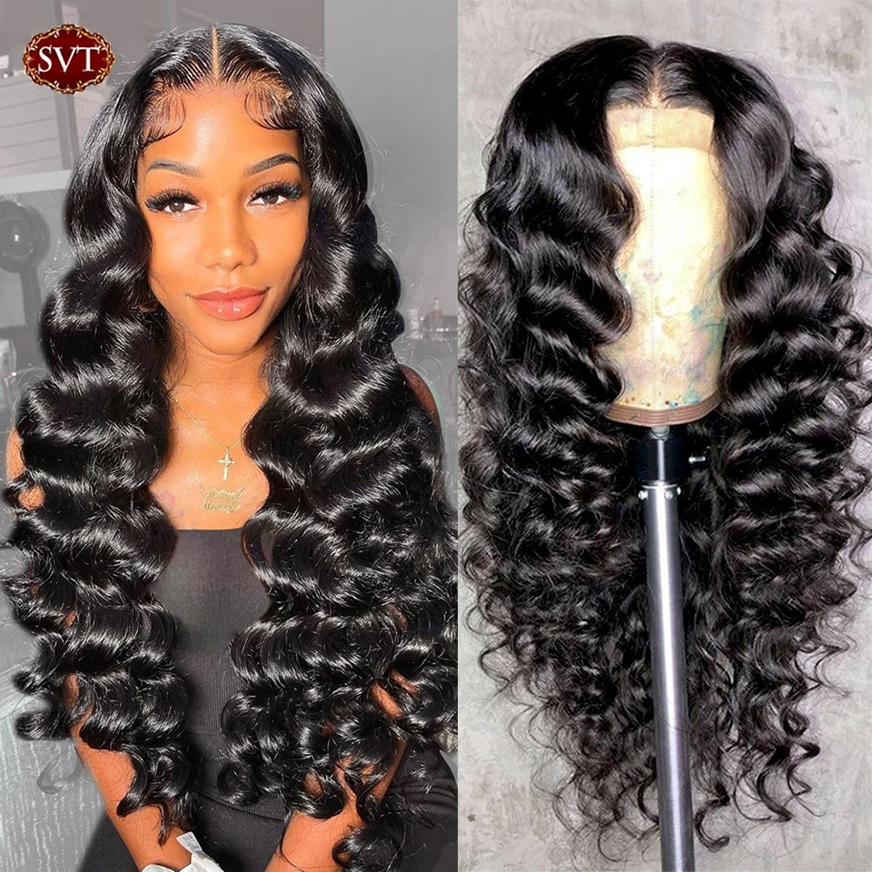 

SVT 30 Inch Loose Deep Wave Lace Front Wig Pre-plucked Human Hair Wig For Women Indian Hair Closure Wig Wet And Wavy Frontal Wig