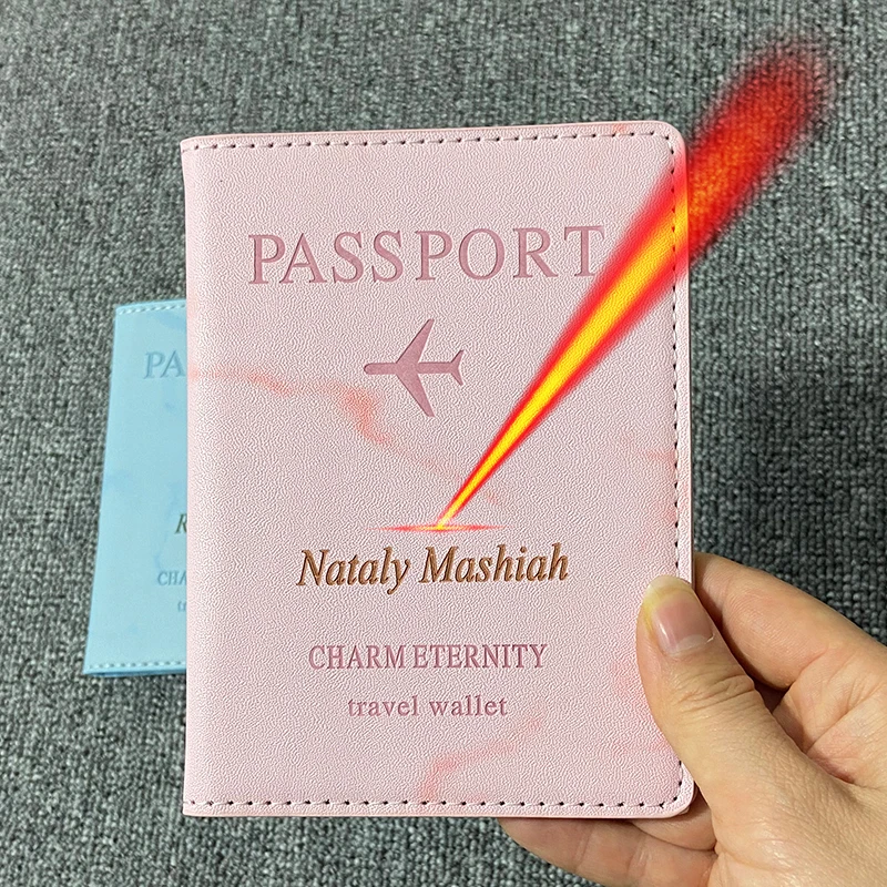 Laser Engraved Name Passport Cover Marbled Passport Holder Travel