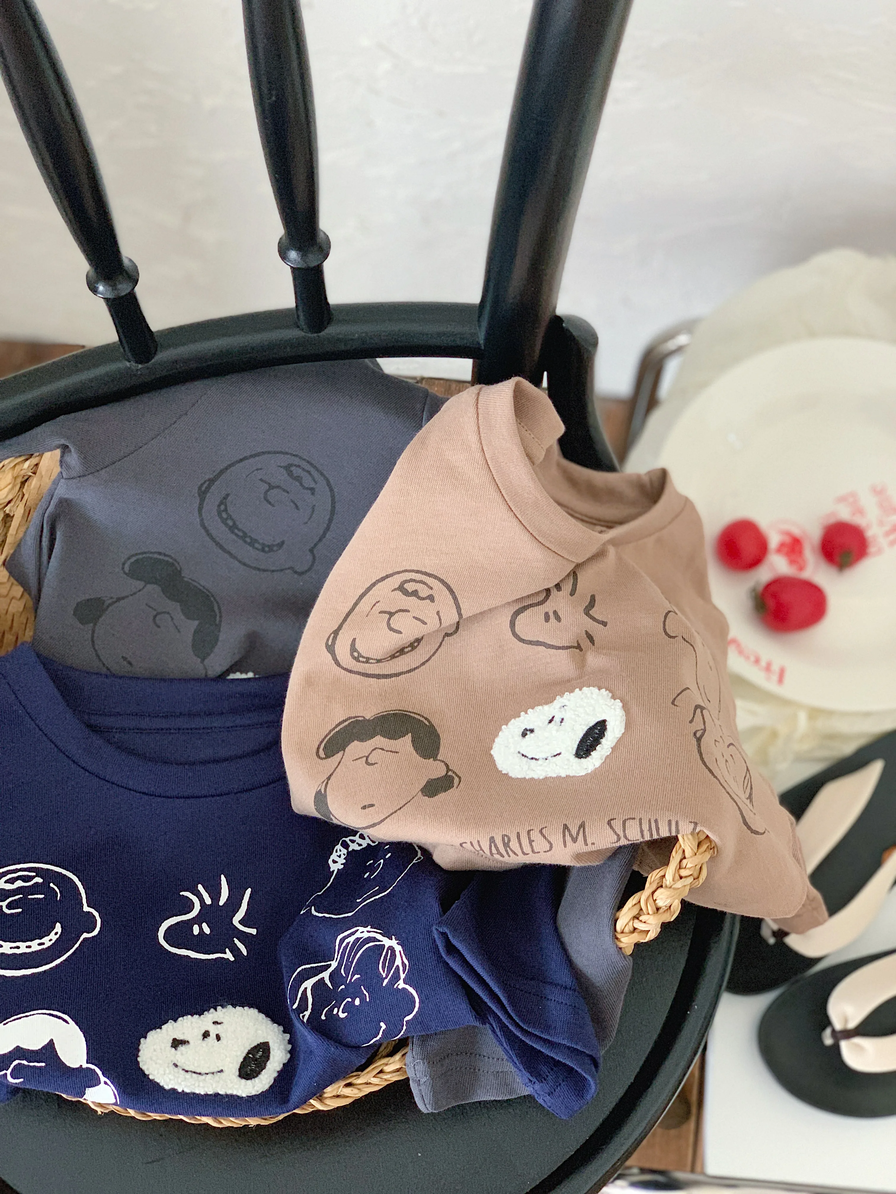 Children's short sleeved fabric with sugar summer new product, cartoon printed short sleeved T-shirt for boys and girls, T
