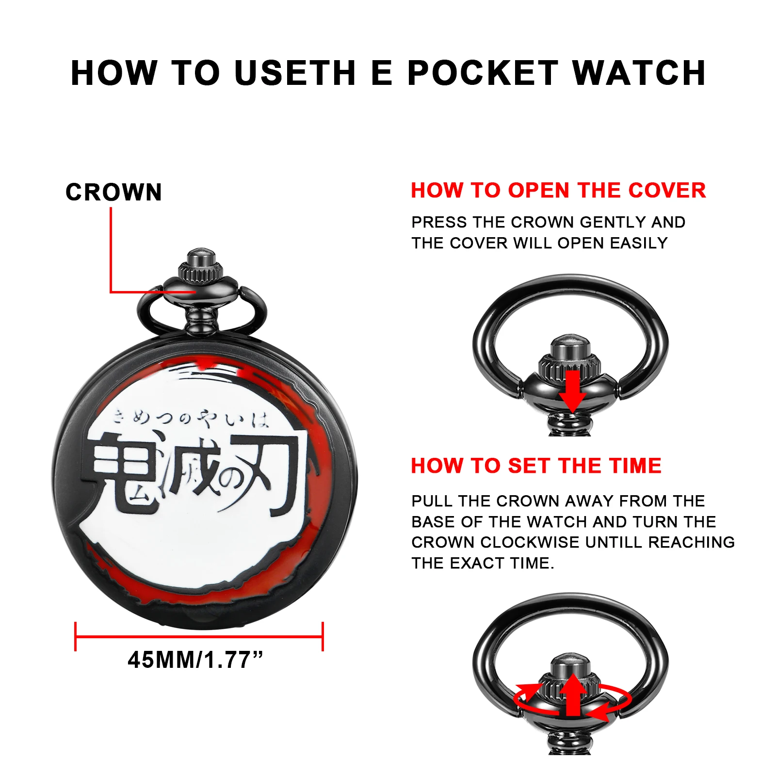 Popular Anime Cartoon Ghost Blade Quartz Pocket Watch Popular Men's Necklace Pendant Women's Children's Jewelry