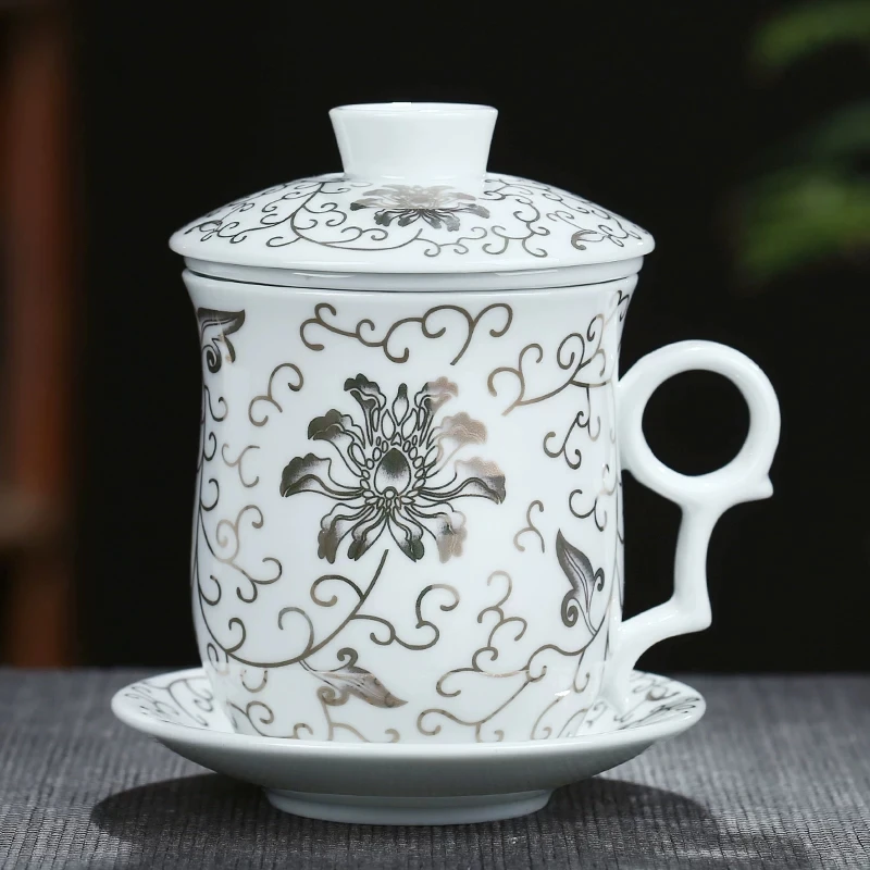 Manico Legno Tazza Da Tè Con Infusore E Coperchio - Ceramica Con , 400