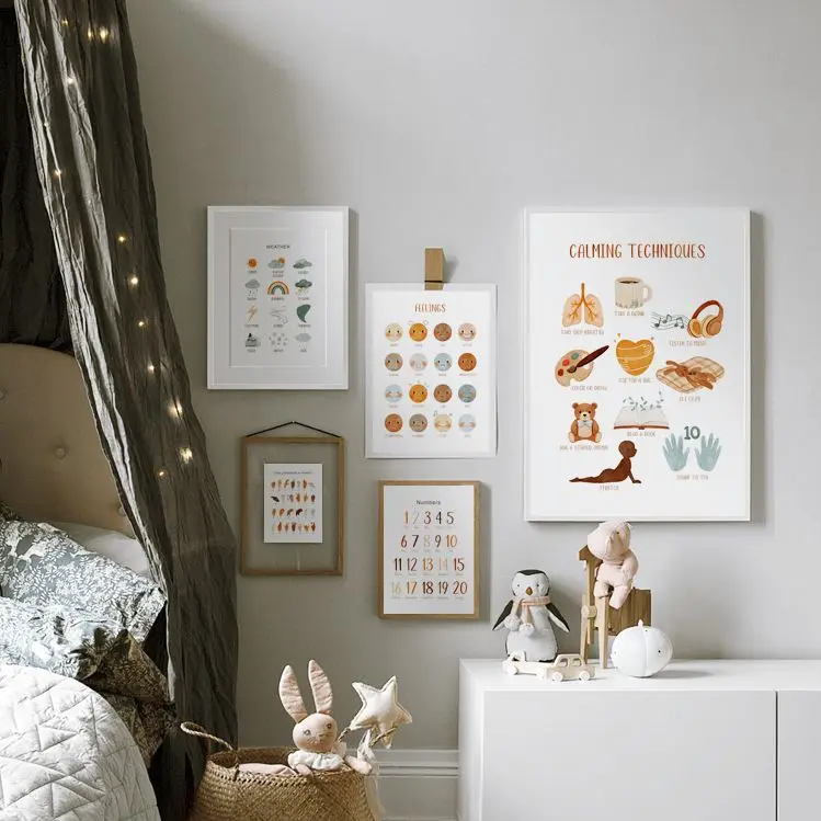 

Numbers Alphabet Calming Techniques Feelings Education Poster And Prints Wall Art Canvas Painting Baby Kids Bedroom Home Decor