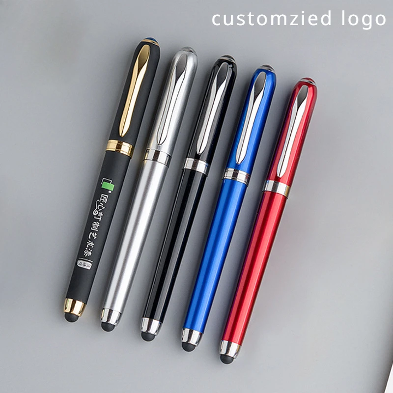 

100pcs Free Customized Logo Gel Pen with Stylus Signature Pen Writtting Touch Screen Business Pens