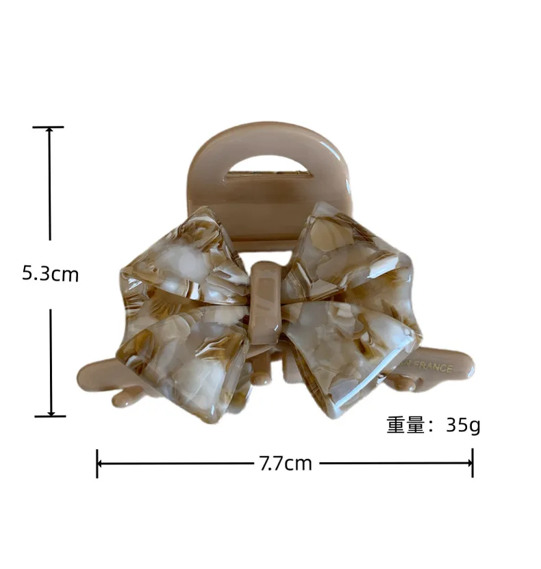 Elegante Schleife Krabbe Haarspange für Frauen Trendy Marmor Muster Acetat Klaue Clip Beliebte Haarschmuck Mädchen Haarnadel Party Schmuck – Detail 4