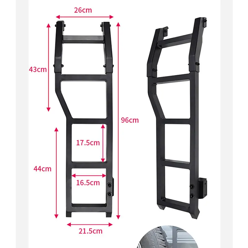 Off Road 4x4 Car Accessories Aluminum Tailgate Climbing Ladder For SUZUKI Jimny JB64 JB74 Tailgate Climbing Luggage Rack Ladder, car ladder