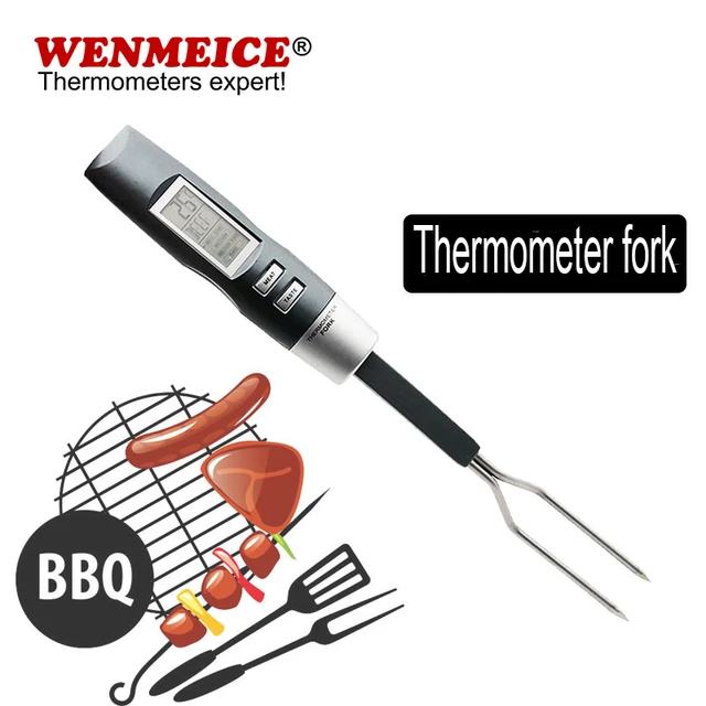 Bbq Meat Thermometer Fork Stainless Steel Digital Barbecue Fork