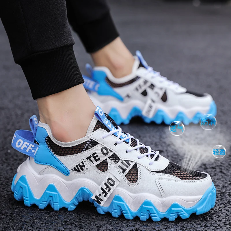 

Men Couple Casual Walking Shoes Wave Sole Non Slip Rubber Man Shoes Sneakers Hollow Out Summer Shoes Breathable Mesh Shoes G302