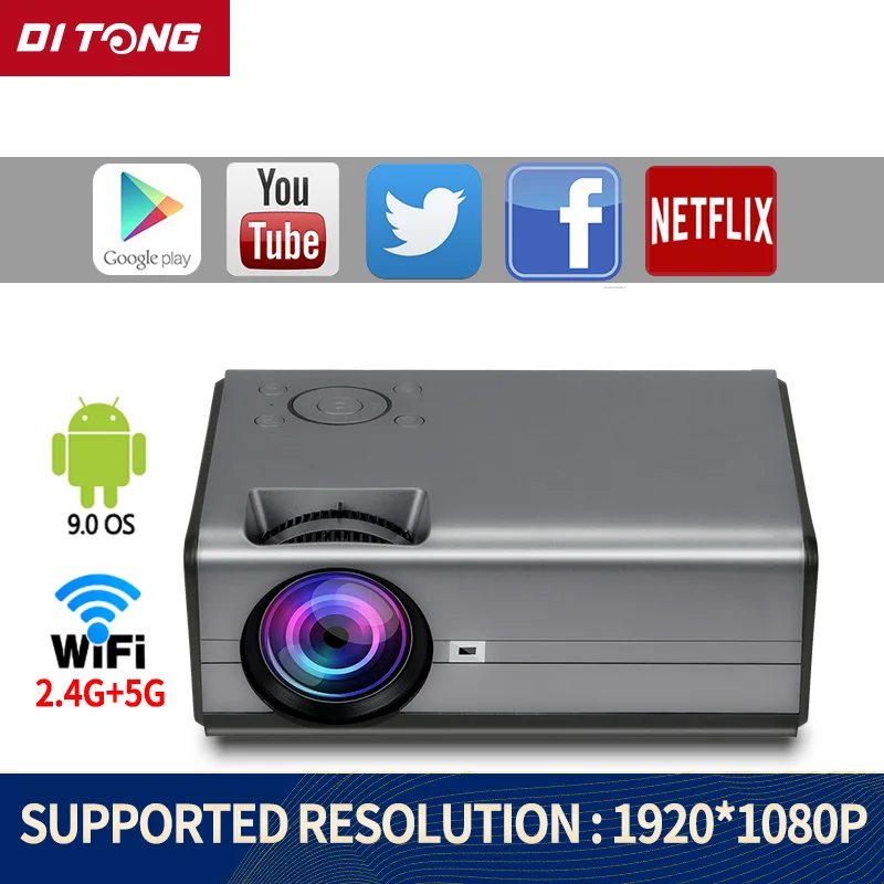 Tanio Globalna wersja Ditong projektor 1080P Mini LED przenośny WIFI Full HD