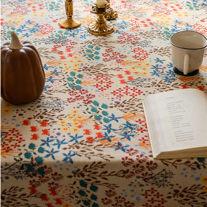 Dinner Tablecloth With Tassel, Thickened jacquard home decor fabric,Rectangular Tablecloth,Anti-slip and Wear-resistant,Bloom1pc