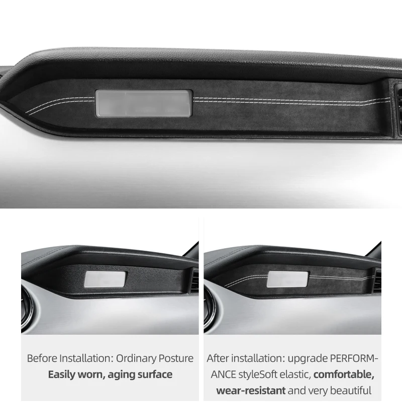 For Ford Mustang 2015-Made of Alcantara Car Interior Dashboard Panel Trim Strips Instrument Stickers Tuning Accessories car interior trim
