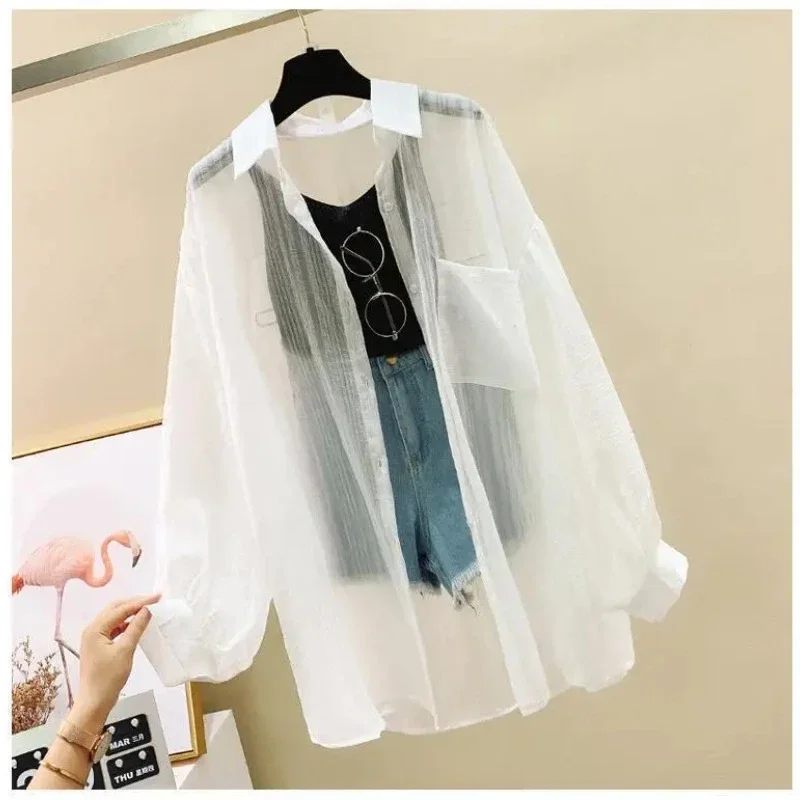 VV11046-2021 été nouvelle chemise de protection solaire en soie glacée section mince écran