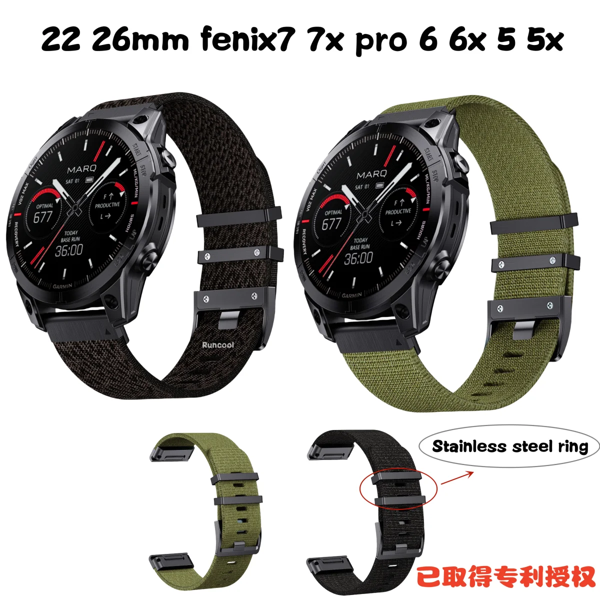 

Military durable nylon strap suitable for Garmin Fenix7X Pro/5X/6 nylon weaving, suitable for Fenix5/6/7/Instinct replacement