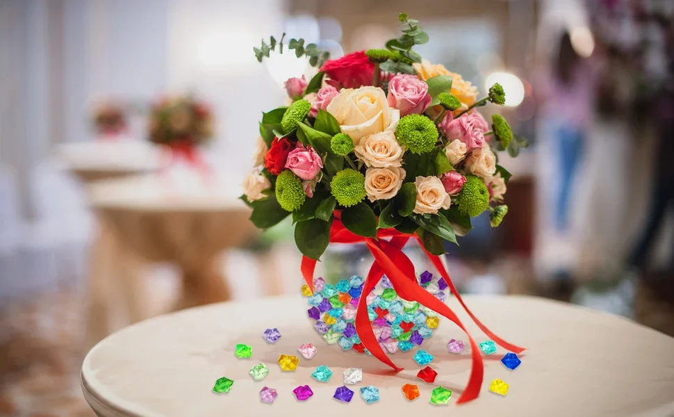 Description Picture 2 of itemFake Crushed Ice Cubes1000pcs Fake Crushed Ice Cubes Artificial Crystal Rocks Diamonds for Vase Fillers Party Wedding Decoration