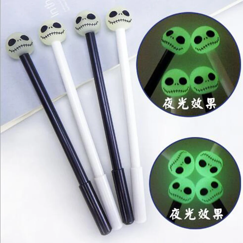 Creative Nightlight Skeleton Neutral Pen Student Stationery Water Pen Funny Trick Signature Carbon Pen Black 0.5mm