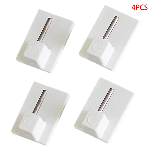 4Pcs Rectangle Self Adhesive Hooks Stick On Curtain Wire Hooks PVC Frame Self  Adhesive Net Rail