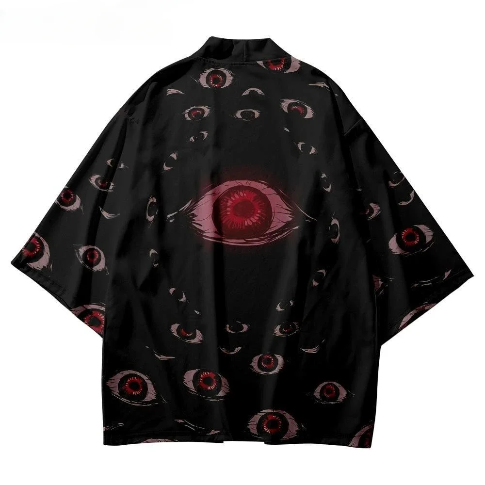 Japanese Kimono Japanese Kimono Cardigan Japanese Kimono Shirt New Design Eye Print Traditional Kimono Japanese Style Women Men Streetwear Beach Cardigan Fashion Cosplay Haori Shirts Top