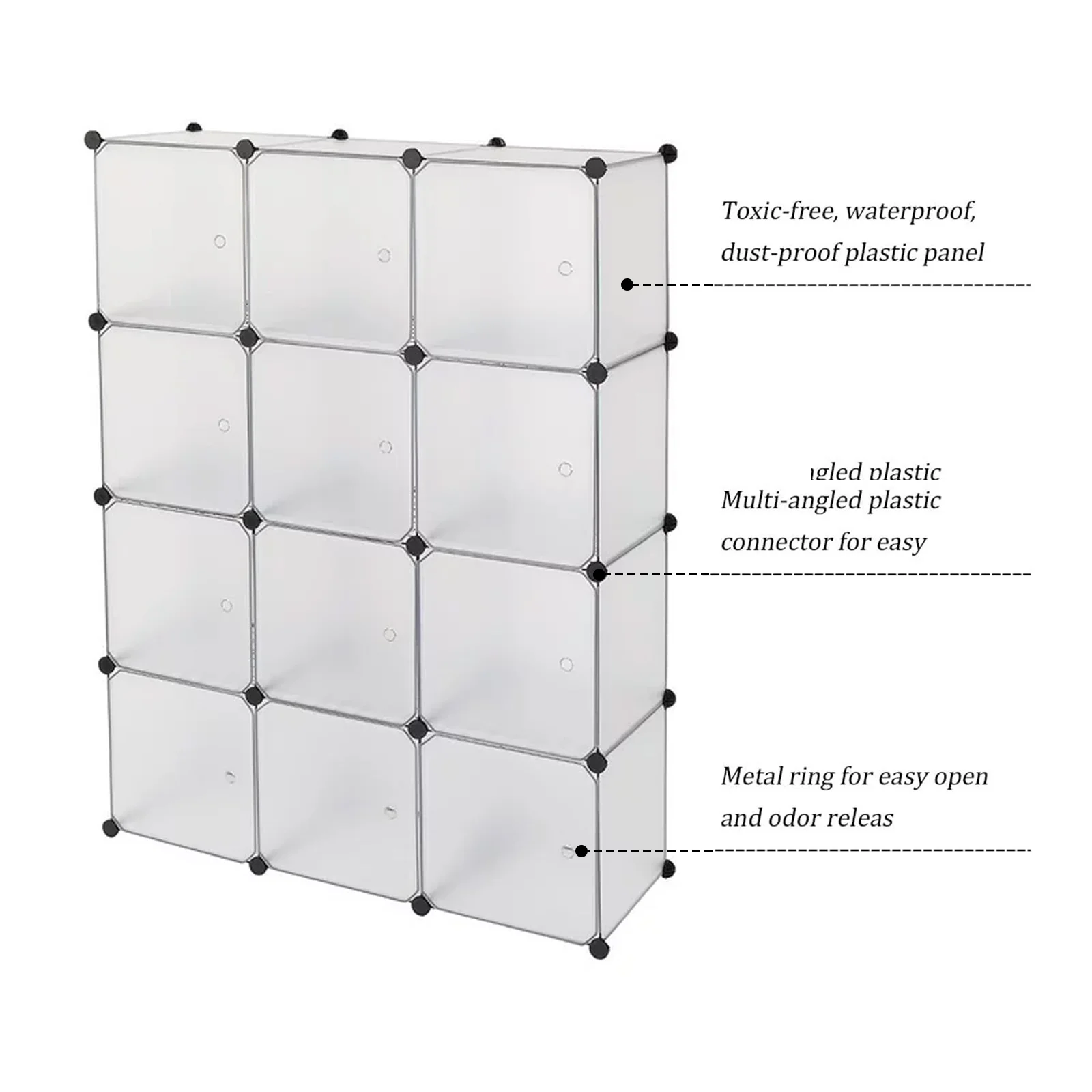 12-Cube Storage Closet Organizer Wardrobe Shelves DIY Closet Cabinet with Doors for Bedroom Living Room with Doors