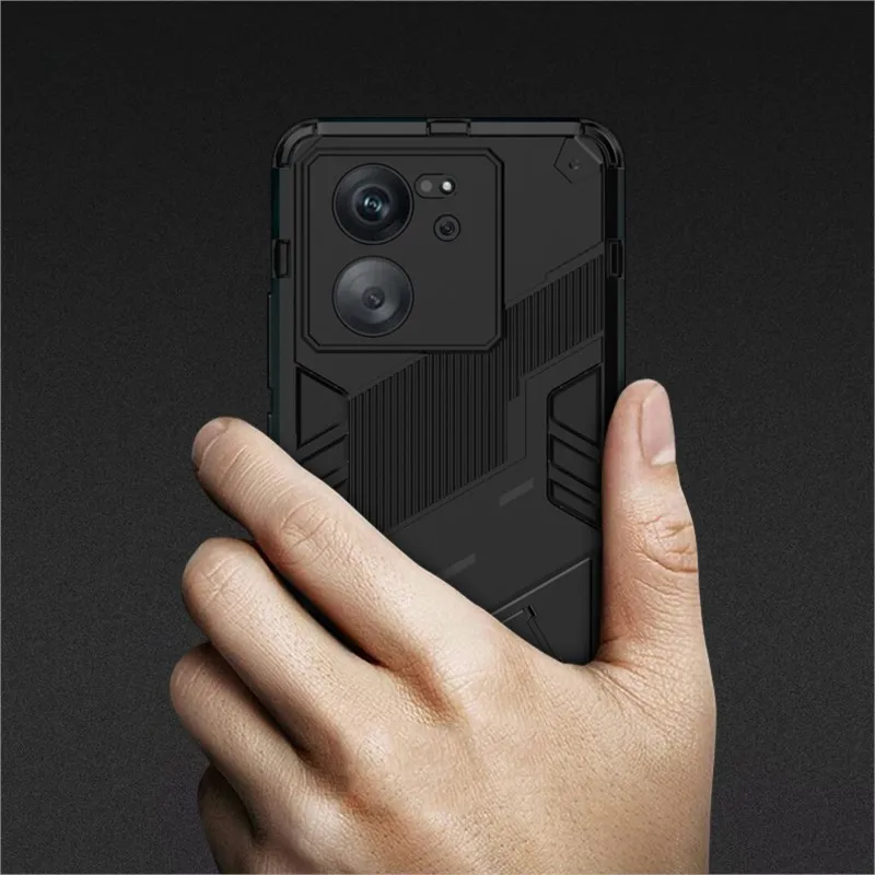 Solid Cyber Armor Shockproof Case with Iron-Plate Holder Stand