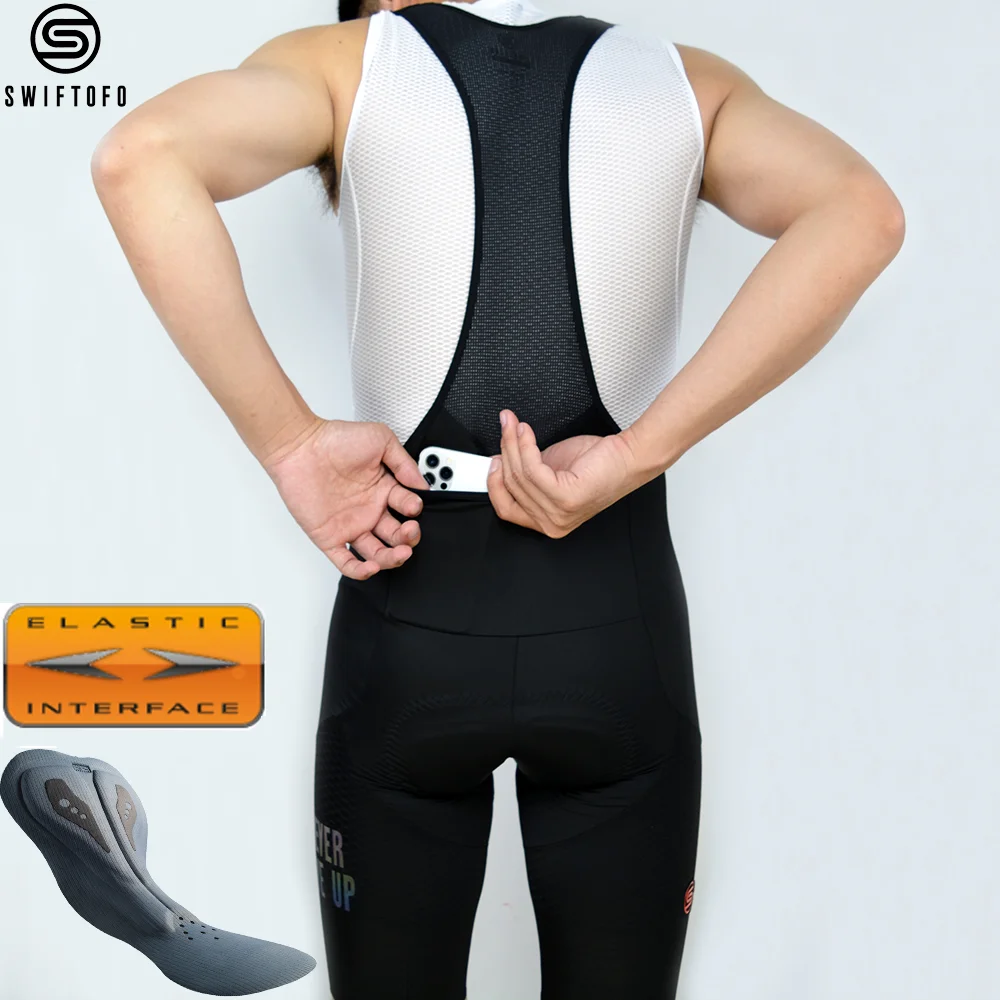 SWIFTOFO Cycling Bib Shorts 2 Pockets MTB Road Bike Race Tights Fit Pants Elastic Interface PARIS Pad