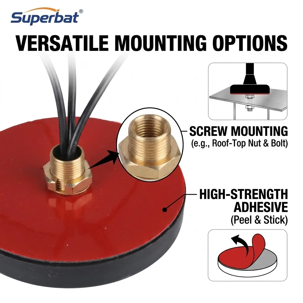 Superbat GPS/Wifi/GSM Antenna Brand Round 3 in 1 Combined Antenna Aerial Booster SMA Male Connector 5M Cable Black