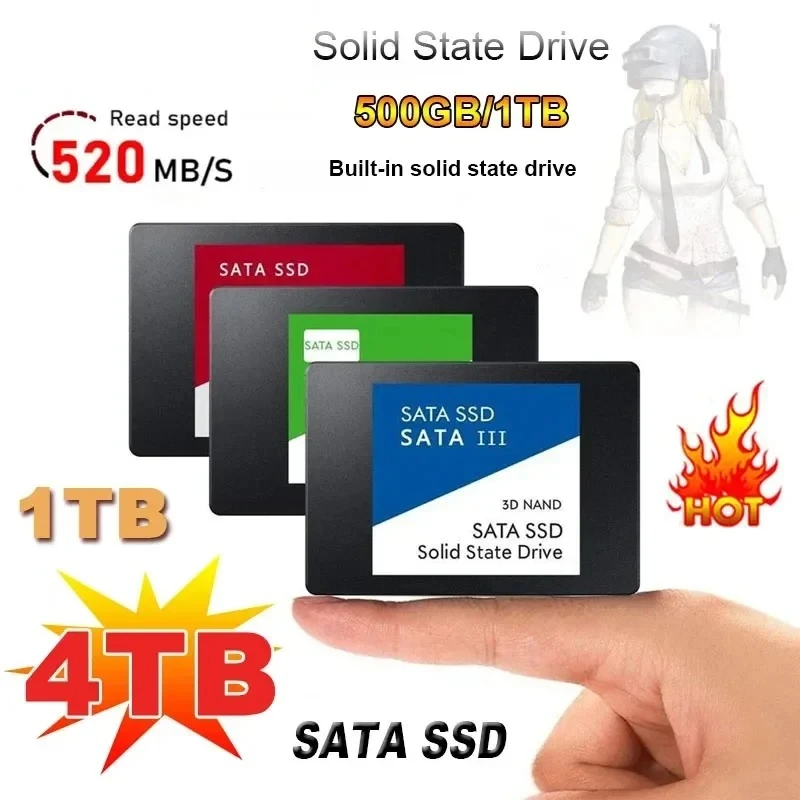 노트북용 4TB SSD 외장 하드 디스크 내장 하드 드라이브용 Sata3 인터페이스 휴대용 고속 솔리드 스테이트 드라이브