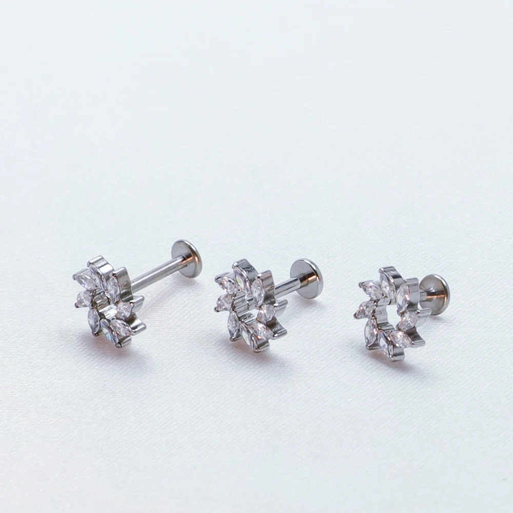 G23 Titanium Lip Piercings Clicker Tragus Small Spiral Circle 16G Cartilage Spiral Zircon Hinged Segment Ear Stud Daith Helix