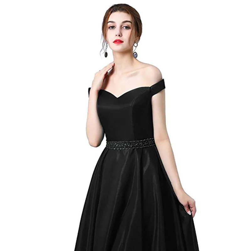 A Line Satin Boat Neck Beading Sashes Cheap Bridesmaid Dresses Wedding Party Formal Prom Birthday Cocktail Floor Length Lace Up