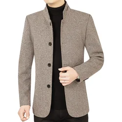 Male Autumn Slim Fit Blazers Suits Coats New Men Business Casual Woolen Blazers Jackets Suits Coats Woolen Blends Mens Clothing