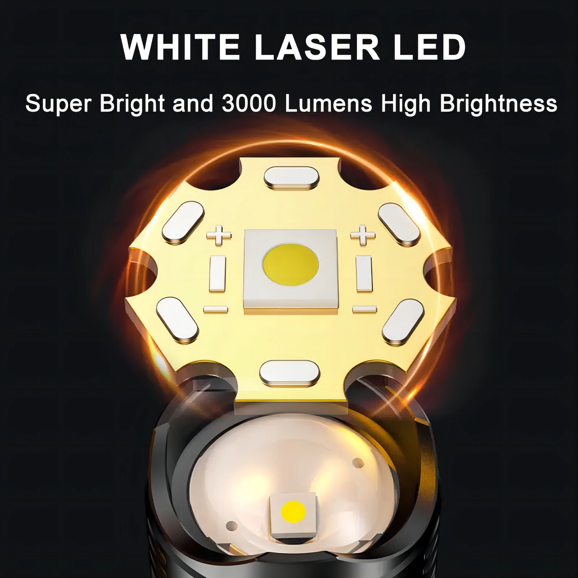 Description Picture 4 of itemPowerful LED Flashlight High Power Laser Torch Rechargeable Flashlight Emergency Camping Multifunctional Lantern Fishing Light