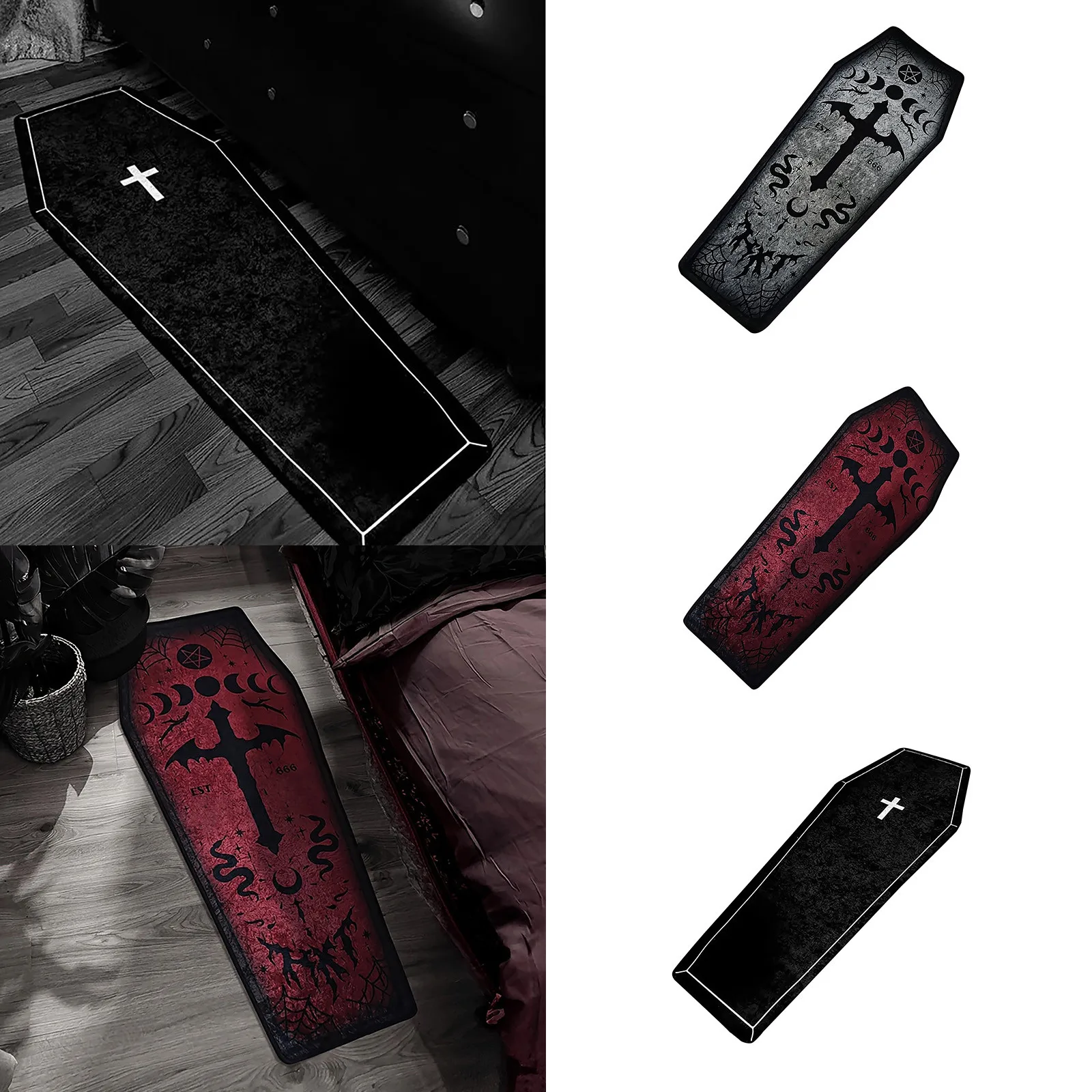 Witch Style Carpets for Living Room Halloween Bedroom Decor Vampire Carpet Dark Gothic Coffin Door Mat Original Design Rug