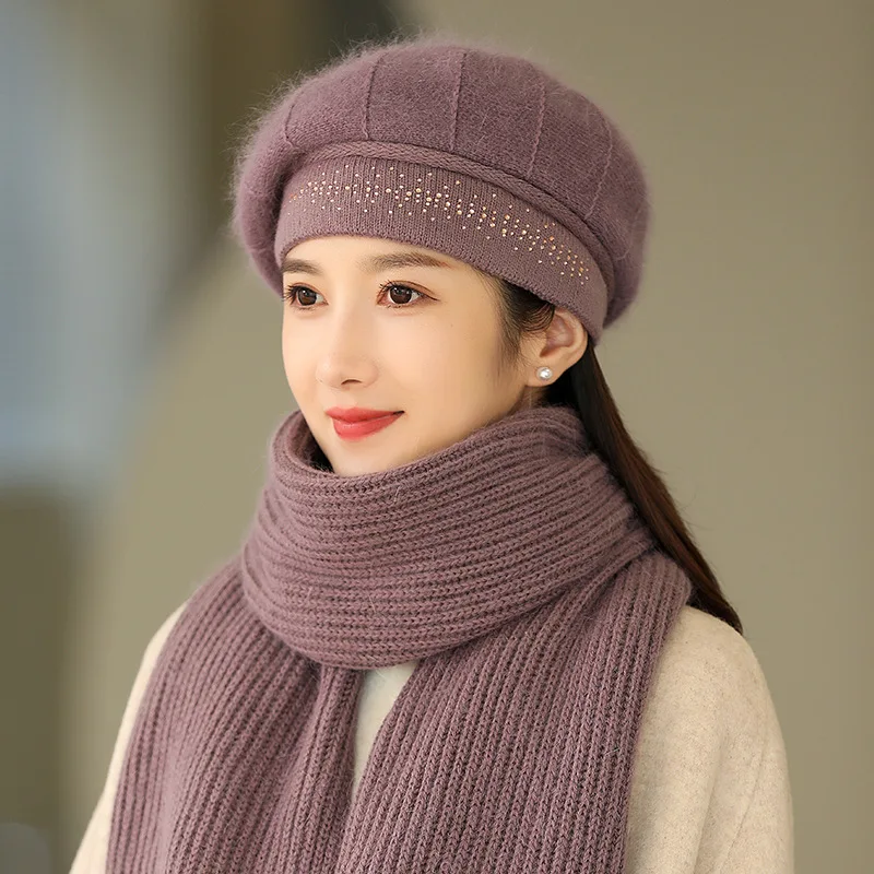 

Middle Aged and Elderly People's Hat Beanie Winter Rabbit Hair Hat Thickened and Warm Women's Fashionable Knitted Wool Hat