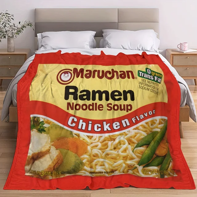 Ramen Noodle Soup Digital Printed Flannel Blanket – Soft Throw for Home & Travel 2