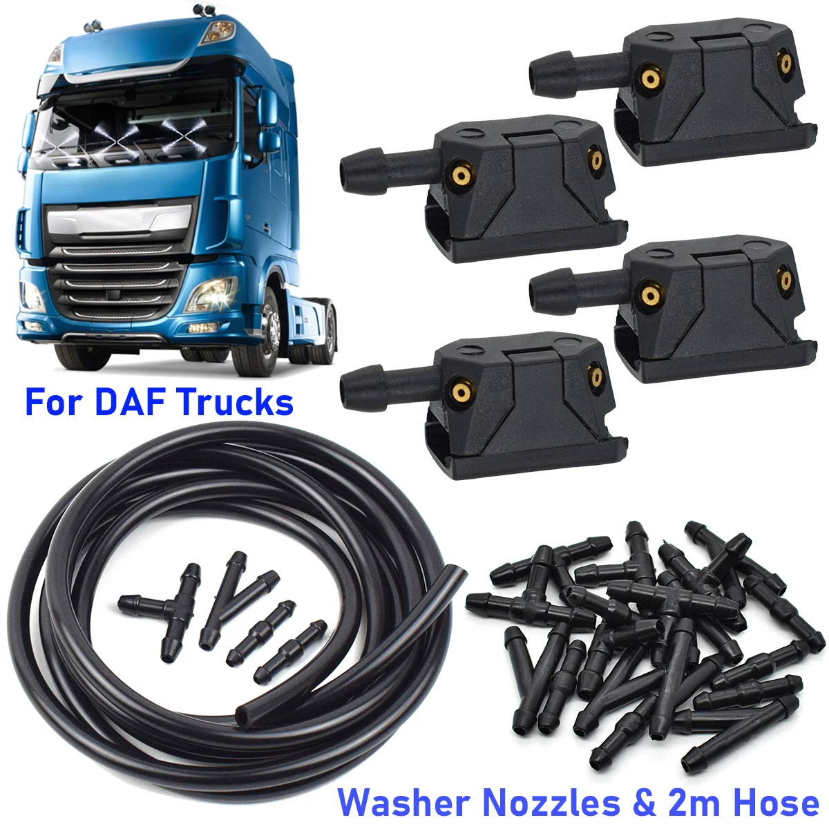 

Car 4 Way Windscreen Washer Wiper Blade Water Spray Jets Nozzles For DAF XF 105 95 xf105 xf95 95XF F85 F95 Trucks Hose Tube Pipe