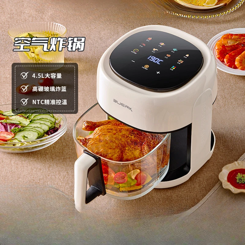 Household large capacity glass visible inner tank air fryer intelligent multi-functional electric fryer explosive products