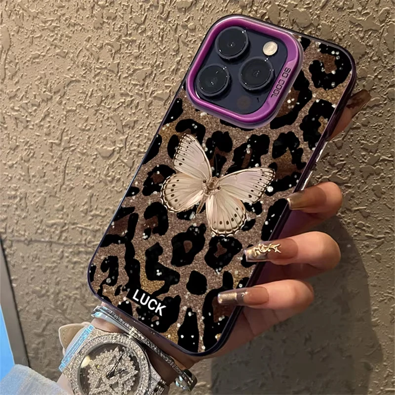 Butterfly Leopard Print Matte Phone Case
