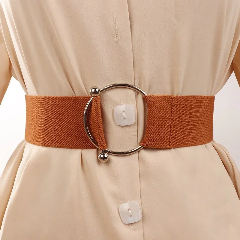 Belts for Women Simple Waist Elastic Ladies Band Round Buckle Decoration Coat Sweater Fashion Dress Waistband - 2