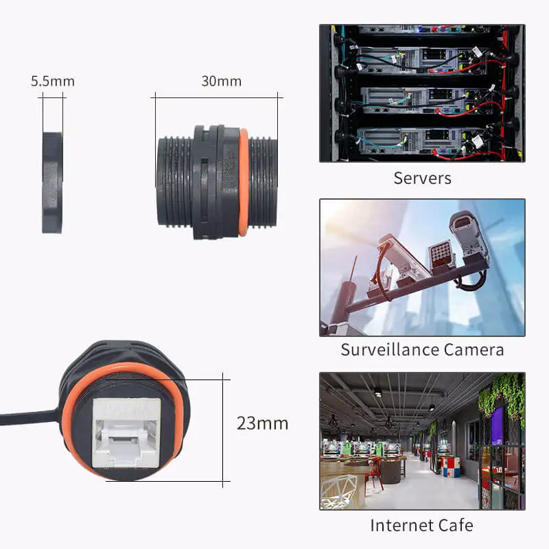 Фото Сетевой панельный соединитель YXY RJ45, IP68 Ethernet, двойной размер M20/M23 CAT5E/CAT6/CAT6A, водонепроницаемый наружный проводной соединитель №4
