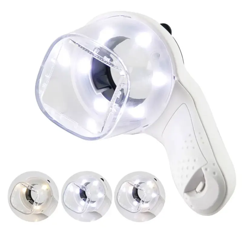 8X Handheld Magnifying Glass with LED Light/Scale Insect Magnifier Children  Outdoor Exploring illumination Loup