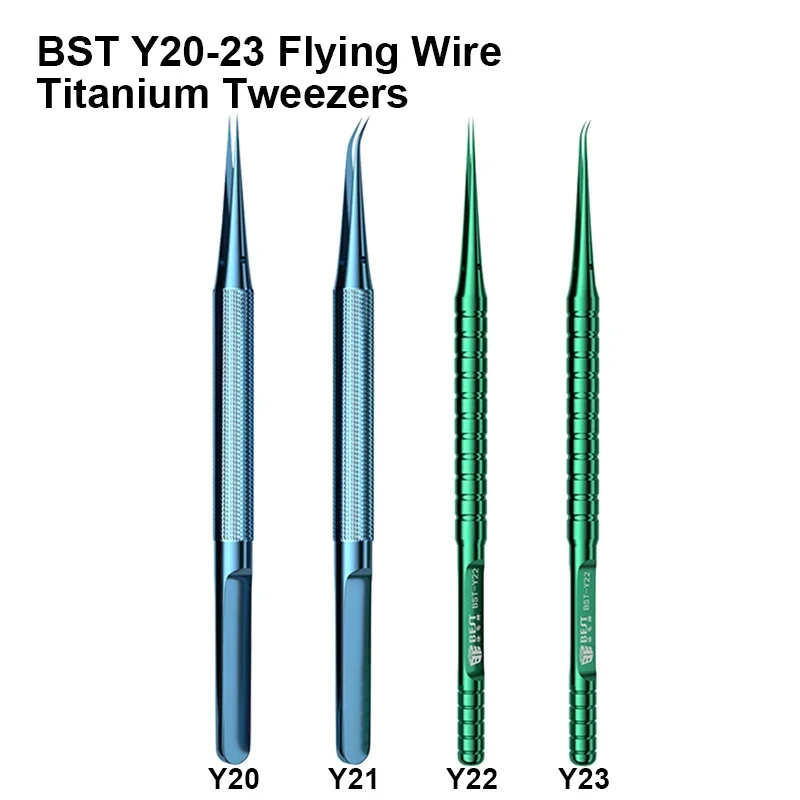 Best BST-Y20 BST-Y21 BST-Y22 BST-Y23 Titanium Alloy Precision Tweezers Mainboard Chip IC BGA Flying Wire Clamp Repair Tweezer precision tweezers phone repair tweezers