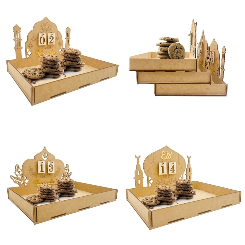 Eidmubarak Ramadans Countdown -Kalender Crafts Dekorationen Lebensmittelschale Zugang für Küche Esstisch Party Dekorationen B03E – Detail 10