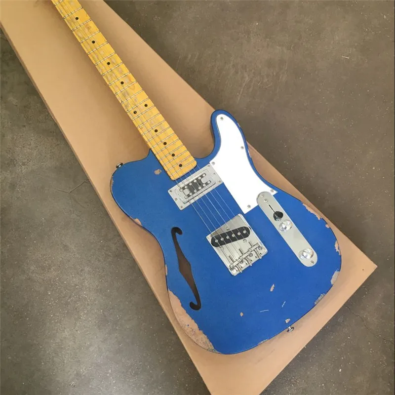 

Электрическая гитара Heritage, металлическая синяя подушка в форме коровьей струны, Корейская фурнитура, оптовая и розничная продажа, Бесплатн...