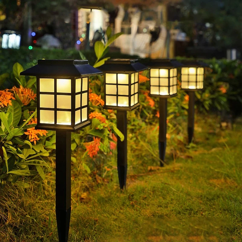 Simple Squared Solar Powered Ground Lamp Outdoor Personalized Lawn Night Lights for Courtyards Villa Grass Garden Plug Light