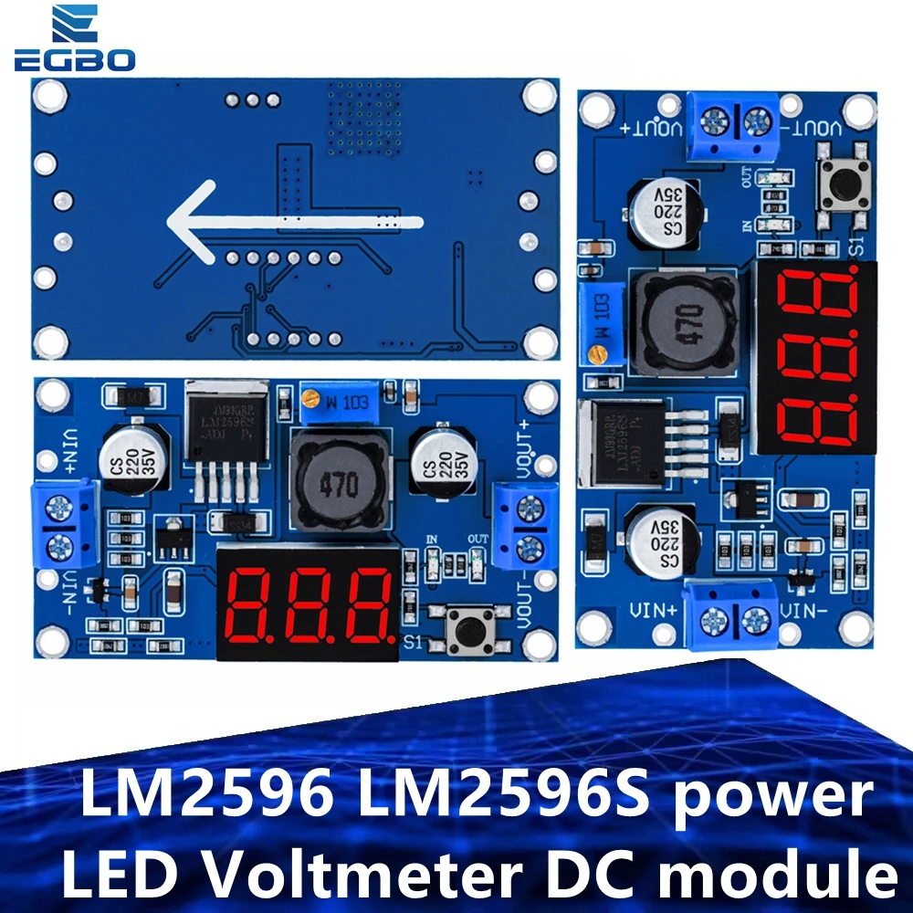 1PCSEGBOLM2596LM2596SpowermoduleLEDVoltmeterDCDCadjustable