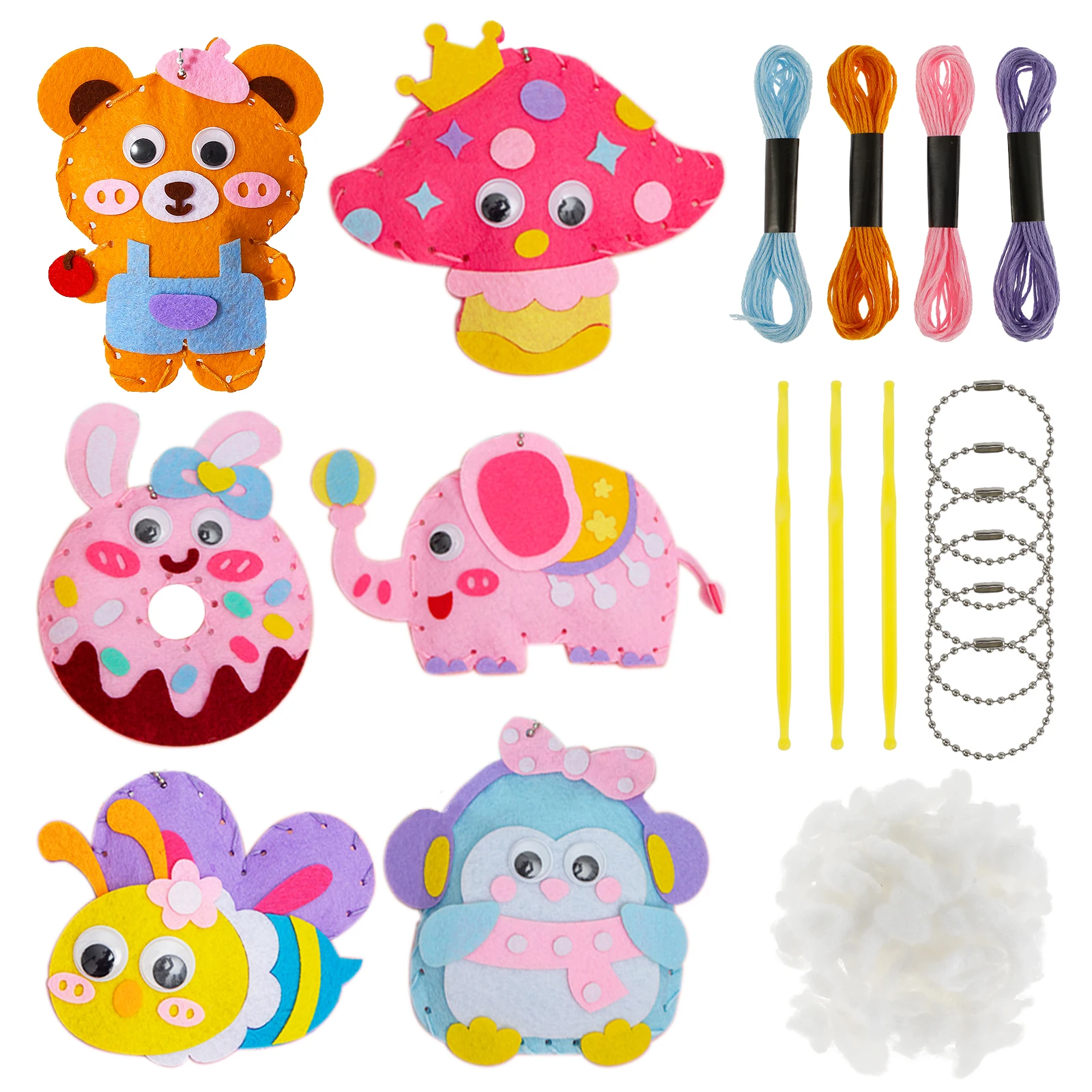 DIY Sewing Craft Kit for Kids - Forest Creatures Felt Plush Art Set, Perfect for Beginners and Christmas Gifts