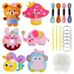 DIY Sewing Craft Kit for Kids - Forest Creatures Felt Plush Art Set, Perfect for Beginners and Christmas Gifts (B)