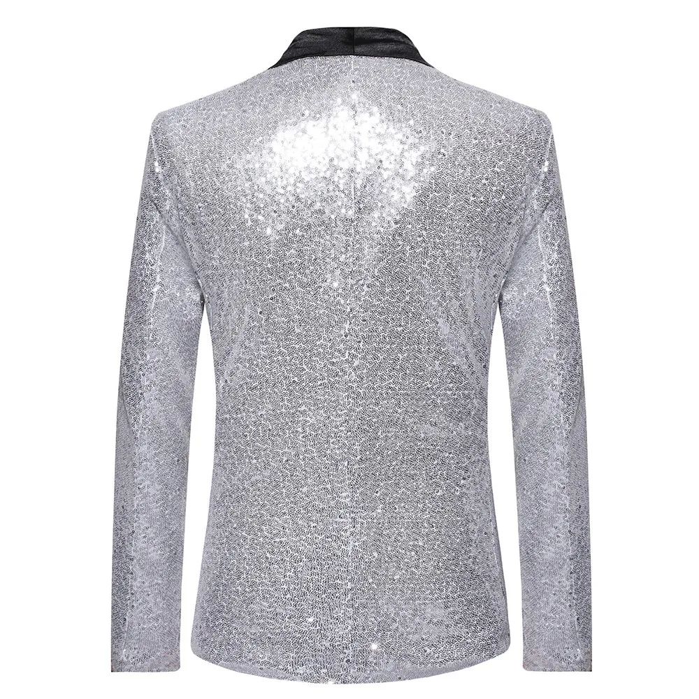 Manteau imbibé de polyester scintillant pour gentleman, veste de performance de fête, vêtements de cérémonie Bling, tout neuf, M, L, XL, 2XL