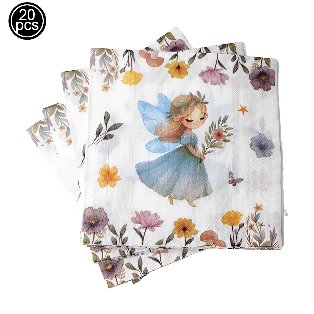 Pink Butterfly & Flower Fairy Disposable Party Tableware Set - Plates, Cups, and Napkins